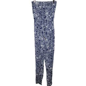 Lilly Pulitzer Navy & White Printed Strapless Jumpsuit
